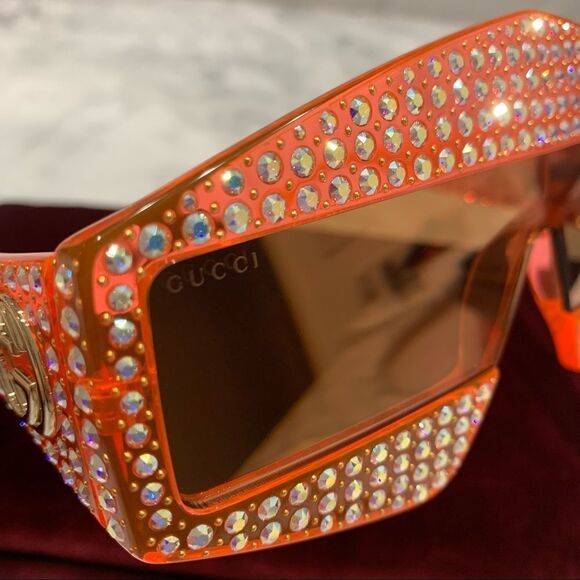 NEW AUTH GUCCI CRYSTAL HOLLYWOOD FOREVER ORANGE GG0357S 0357S 002 - Picture 9 of 14